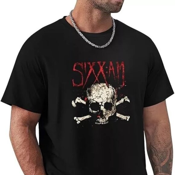 Sixx A.M. Mens Sixx AM Rock Band Darkness Skull Black Shirt New Large, XL - Picture 2 of 3